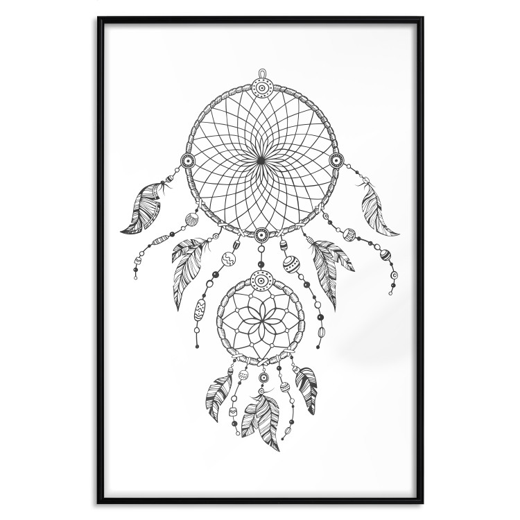 Wall Poster Dreamcatcher - black and white simple composition with a tribal amulet 114636 additionalImage 24