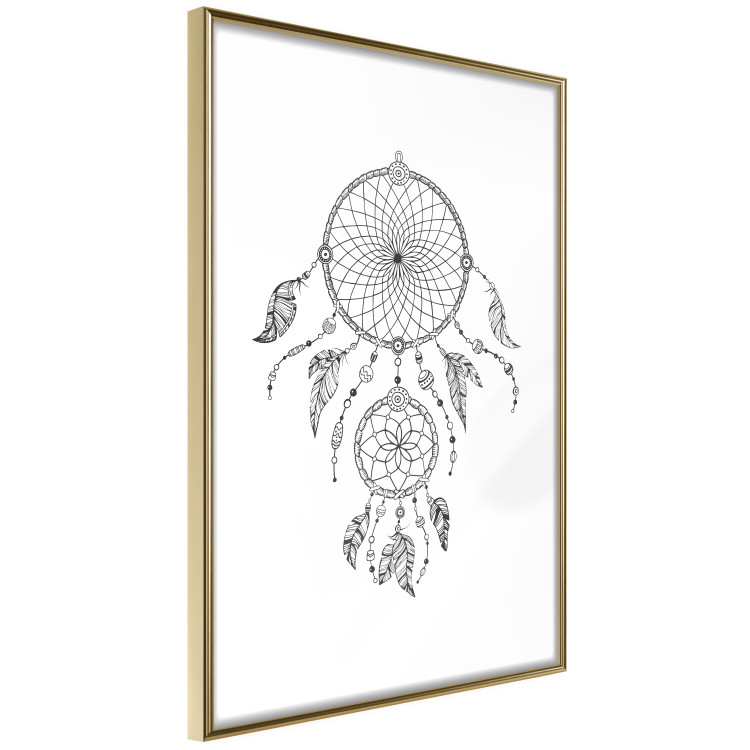 Wall Poster Dreamcatcher - black and white simple composition with a tribal amulet 114636 additionalImage 6