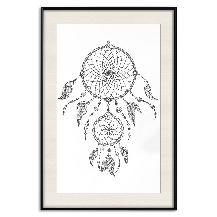 Wall Poster Dreamcatcher - black and white simple composition with a tribal amulet 114636 additionalImage 18