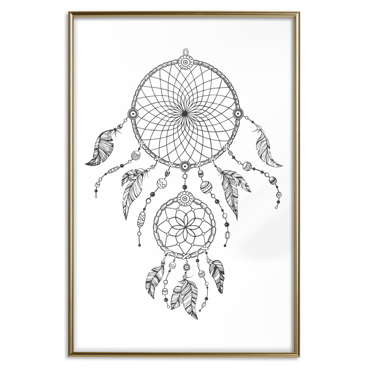 Wall Poster Dreamcatcher - black and white simple composition with a tribal amulet 114636 additionalImage 16