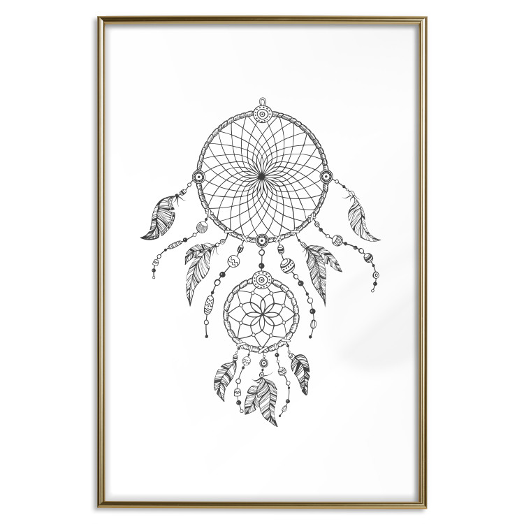 Wall Poster Dreamcatcher - black and white simple composition with a tribal amulet 114636 additionalImage 14