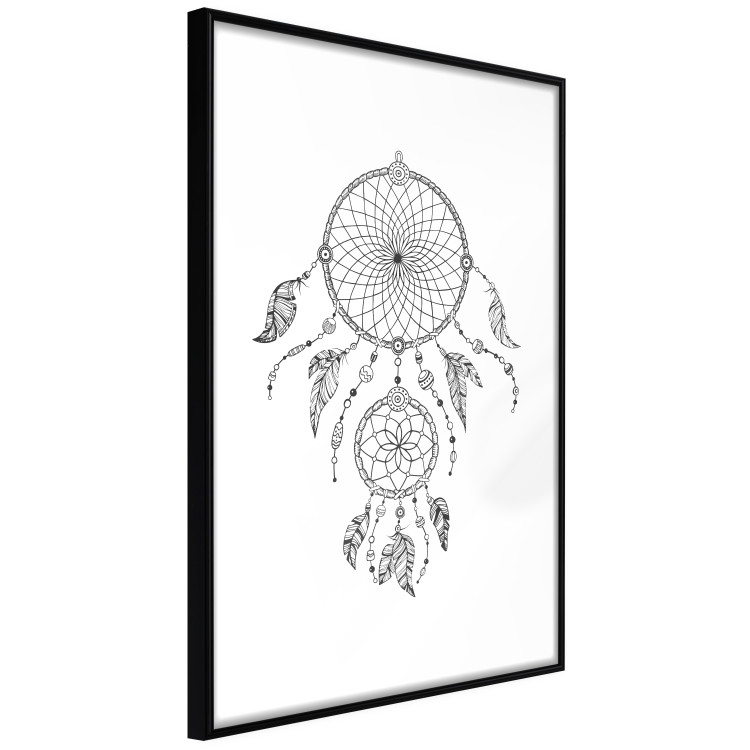 Wall Poster Dreamcatcher - black and white simple composition with a tribal amulet 114636 additionalImage 13