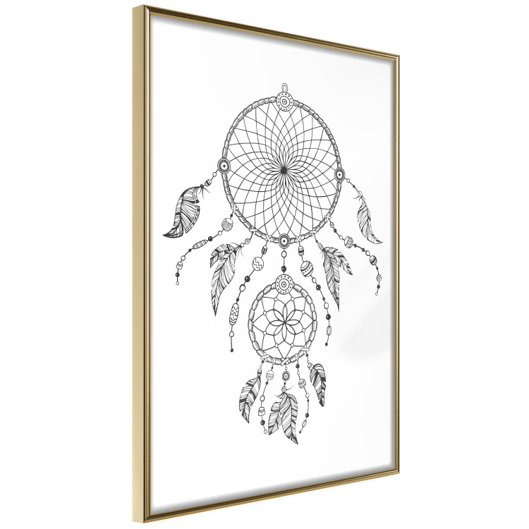 Wall Poster Dreamcatcher - black and white simple composition with a tribal amulet 114636 additionalImage 14