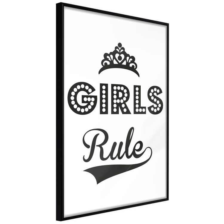 Wall Poster Girls Rule - black and white composition with decorative English texts 114736 additionalImage 2