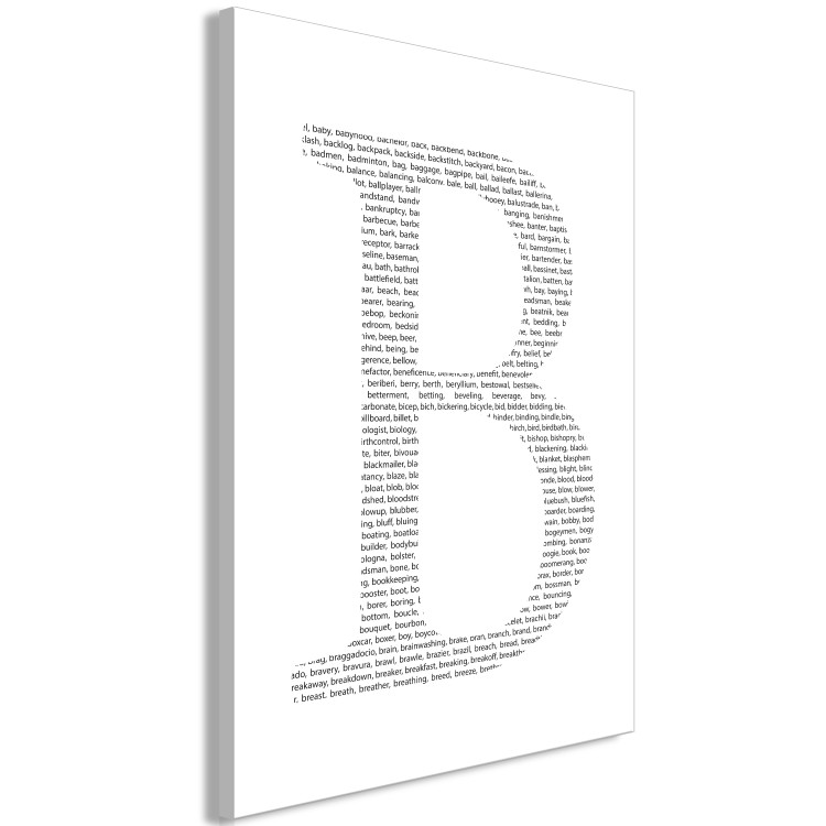 Canvas Second Letter of the Alphabet (1-part) - Black and White English Texts 114836 additionalImage 2
