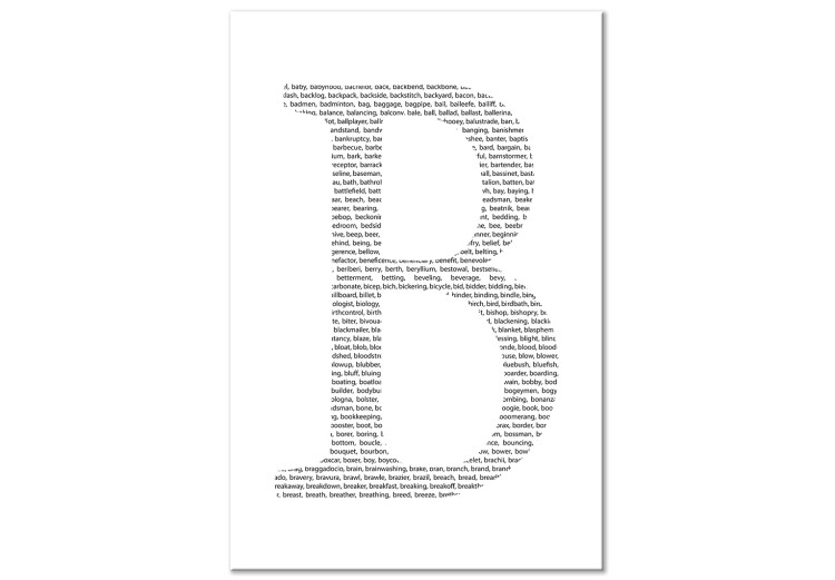 Canvas Second Letter of the Alphabet (1-part) - Black and White English Texts 114836