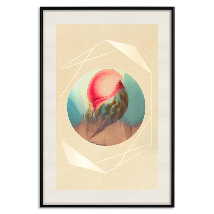 Poster Colorful Shell - colorful snail shell on a geometric beige background 116636 additionalImage 18