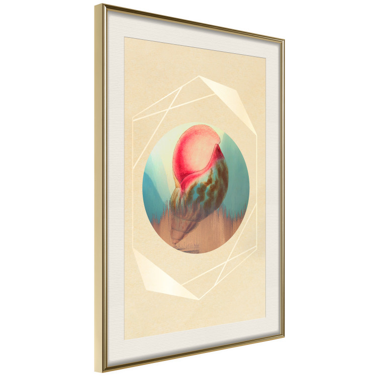 Poster Colorful Shell - colorful snail shell on a geometric beige background 116636 additionalImage 2