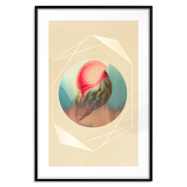 Poster Colorful Shell - colorful snail shell on a geometric beige background 116636 additionalImage 15