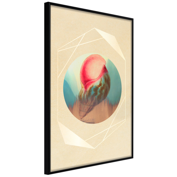 Poster Colorful Shell - colorful snail shell on a geometric beige background 116636 additionalImage 10