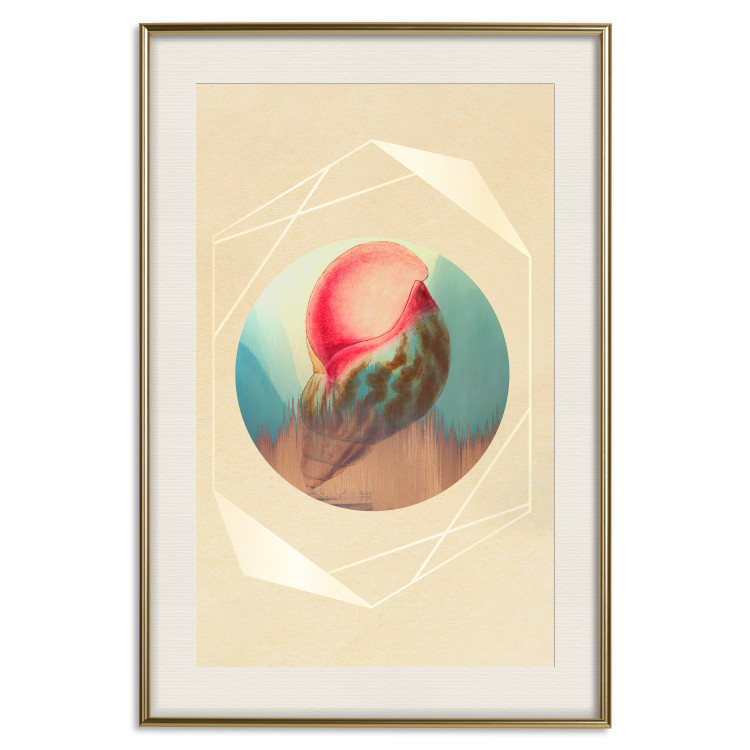 Poster Colorful Shell - colorful snail shell on a geometric beige background 116636 additionalImage 19