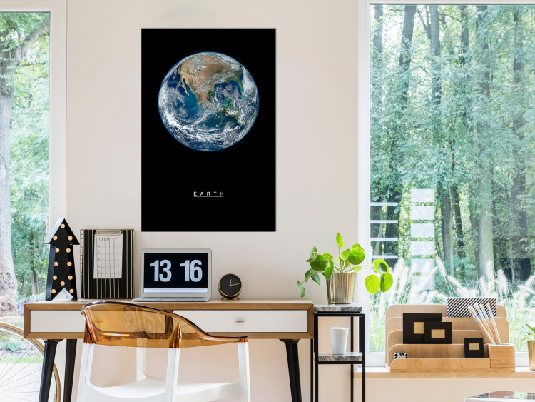 Poster Earth - text and blue-green planet against a black space backdrop 116736 additionalImage 17