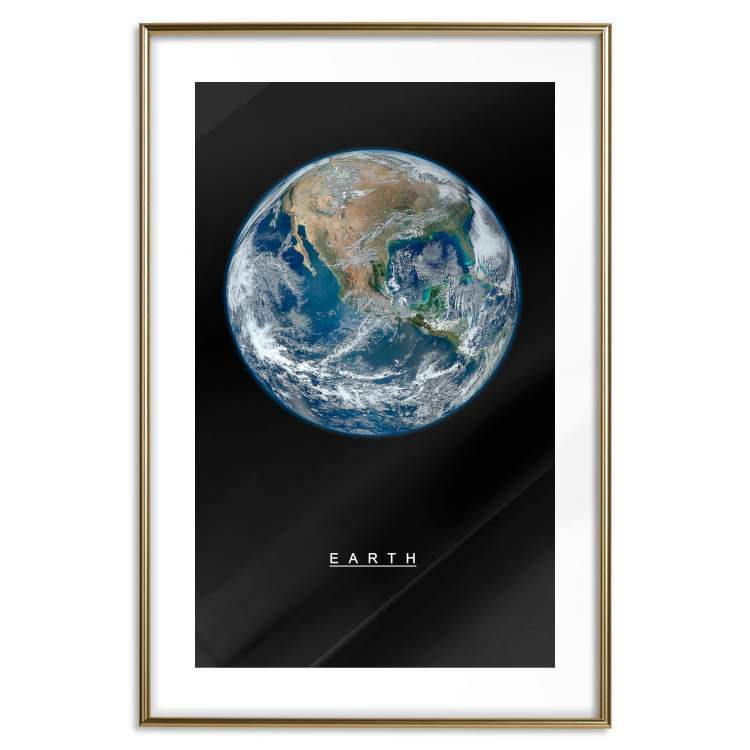 Poster Earth - text and blue-green planet against a black space backdrop 116736 additionalImage 14