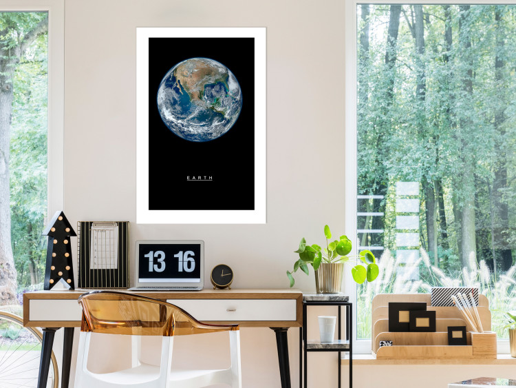 Poster Earth - text and blue-green planet against a black space backdrop 116736 additionalImage 4