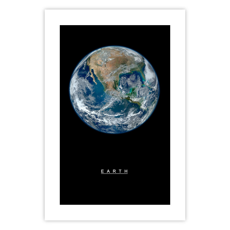 Poster Earth - text and blue-green planet against a black space backdrop 116736 additionalImage 19