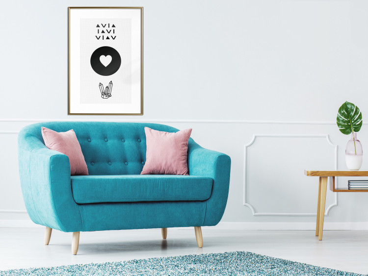 Poster Heart and Crystals - black and white composition with an original motif 117336 additionalImage 5