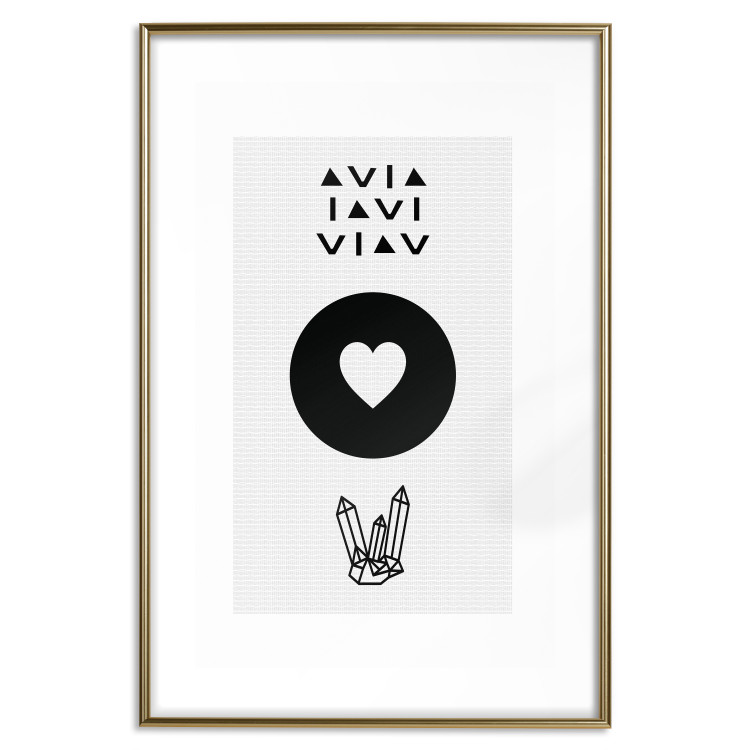 Poster Heart and Crystals - black and white composition with an original motif 117336 additionalImage 14