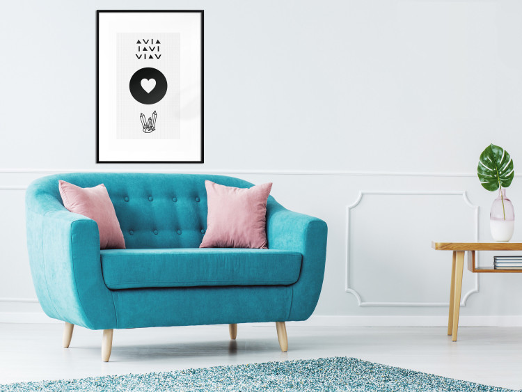 Poster Heart and Crystals - black and white composition with an original motif 117336 additionalImage 4