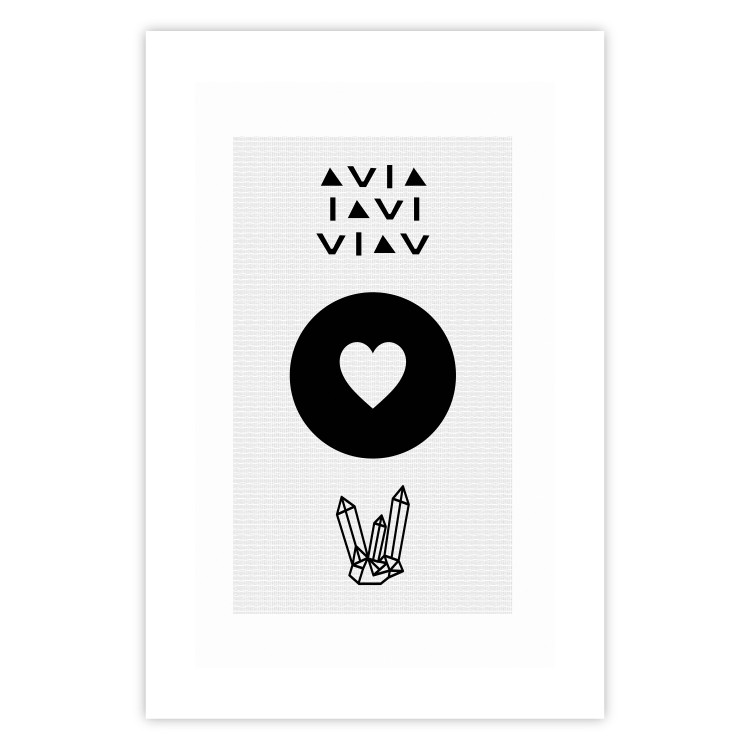 Poster Heart and Crystals - black and white composition with an original motif 117336 additionalImage 19