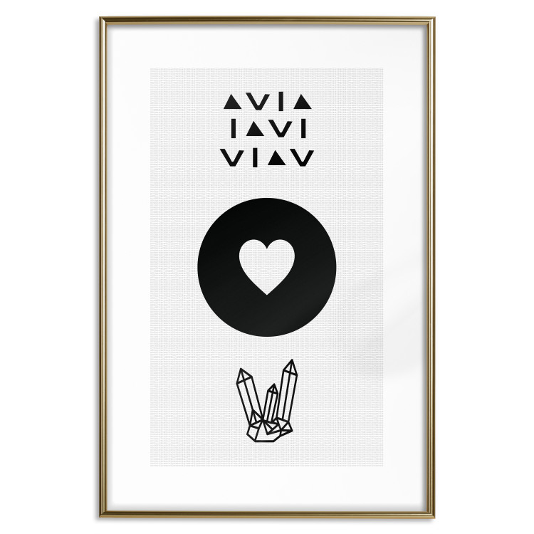 Poster Heart and Crystals - black and white composition with an original motif 117336 additionalImage 16