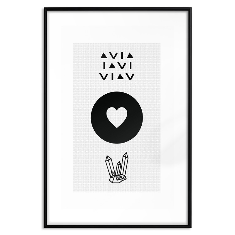 Poster Heart and Crystals - black and white composition with an original motif 117336 additionalImage 15