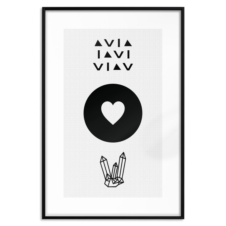 Poster Heart and Crystals - black and white composition with an original motif 117336 additionalImage 18