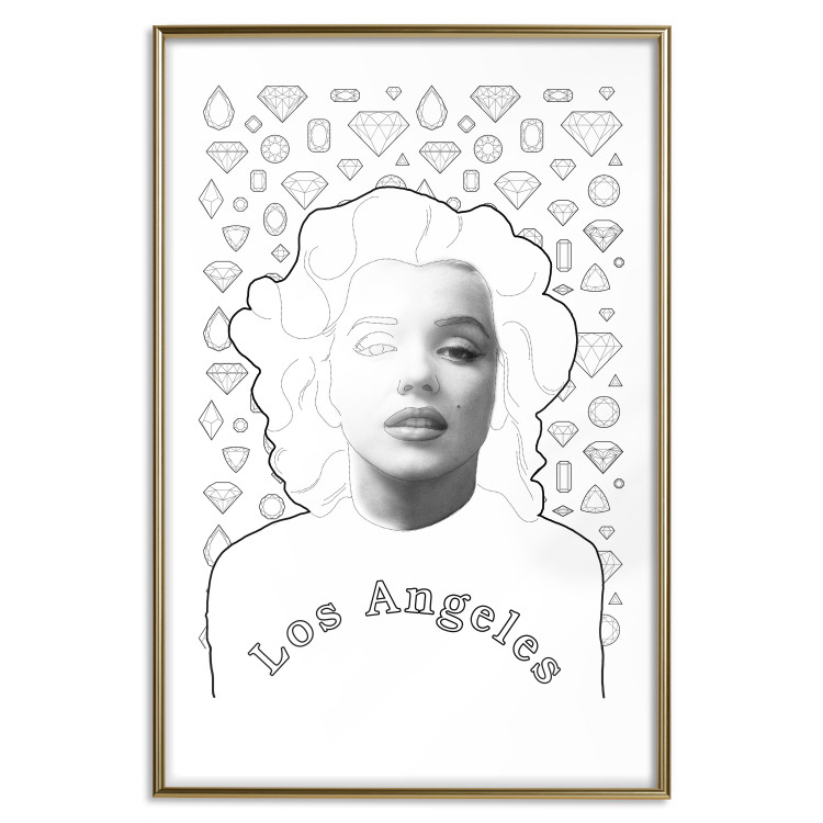 Poster Marilyn Monroe - black and white composition with a woman against a background of diamonds 117436 additionalImage 20