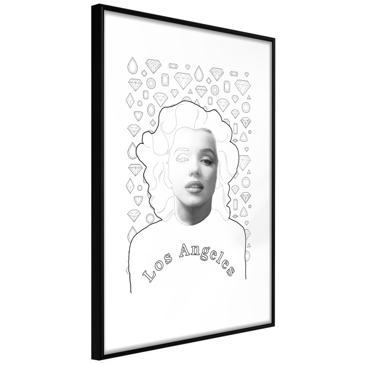Poster Marilyn Monroe - black and white composition with a woman against a background of diamonds 117436 additionalImage 12
