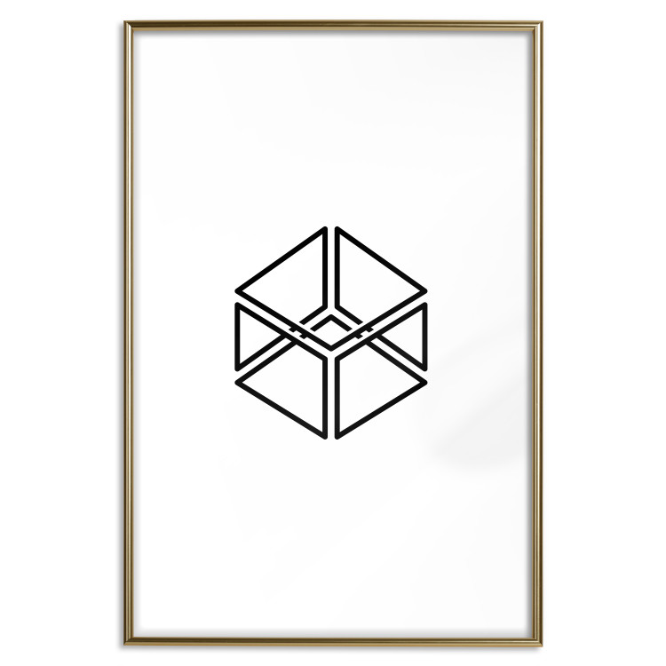 Wall Poster Cube - geometric figure in a simple black and white composition 117936 additionalImage 14