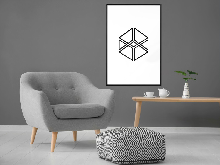 Wall Poster Cube - geometric figure in a simple black and white composition 117936 additionalImage 3