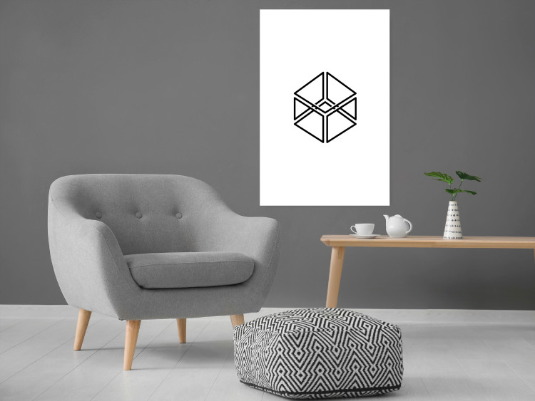 Wall Poster Cube - geometric figure in a simple black and white composition 117936 additionalImage 2