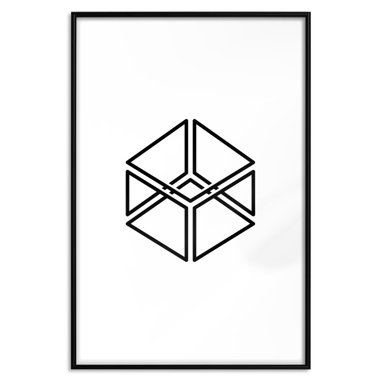 Wall Poster Cube - geometric figure in a simple black and white composition 117936 additionalImage 18