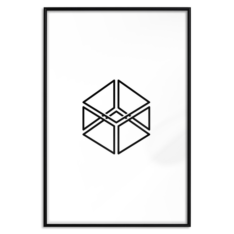 Wall Poster Cube - geometric figure in a simple black and white composition 117936 additionalImage 15
