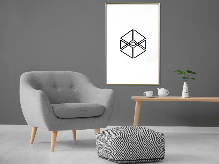 Wall Poster Cube - geometric figure in a simple black and white composition 117936 additionalImage 13