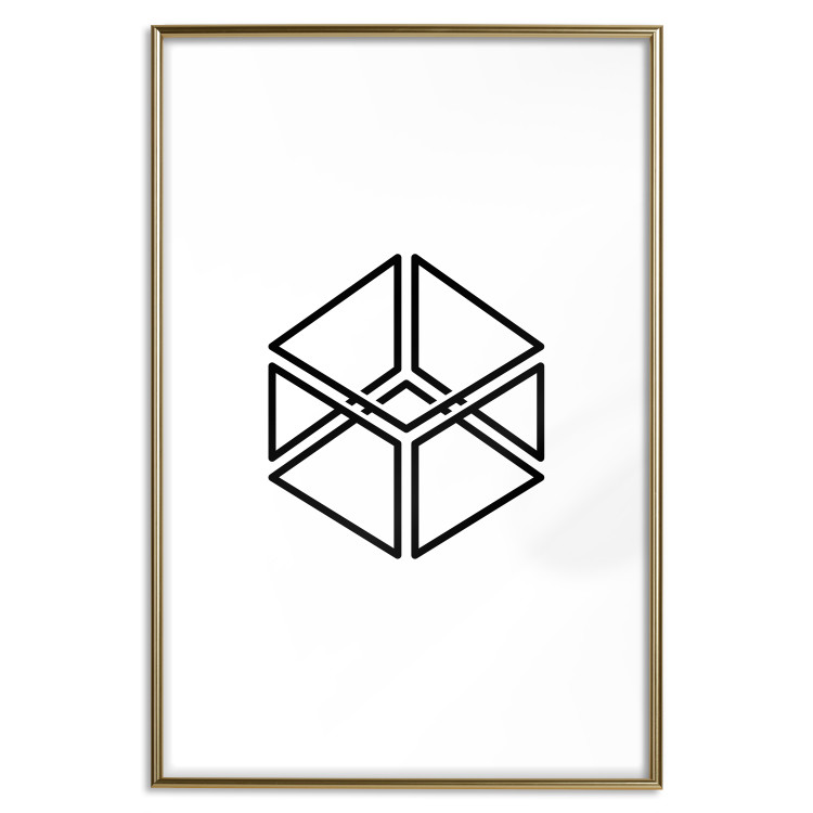 Wall Poster Cube - geometric figure in a simple black and white composition 117936 additionalImage 16