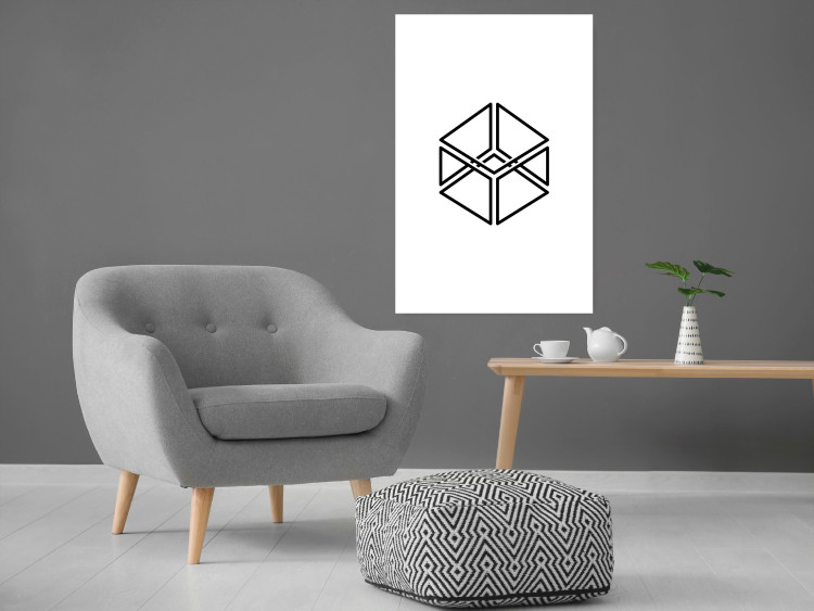 Wall Poster Cube - geometric figure in a simple black and white composition 117936 additionalImage 17