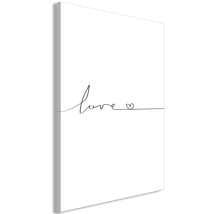 Canvas Love from the Line (1-part) - Black and White English Text with Heart 122836 additionalImage 2