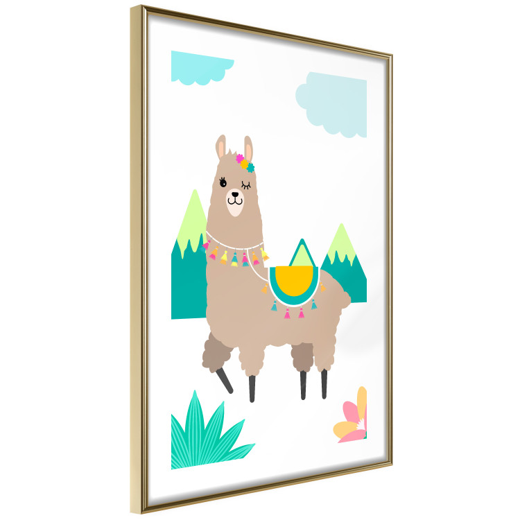 Wall Poster Unusual Llama - colorful funny animal against green mountains and clouds backdrop 123736 additionalImage 7