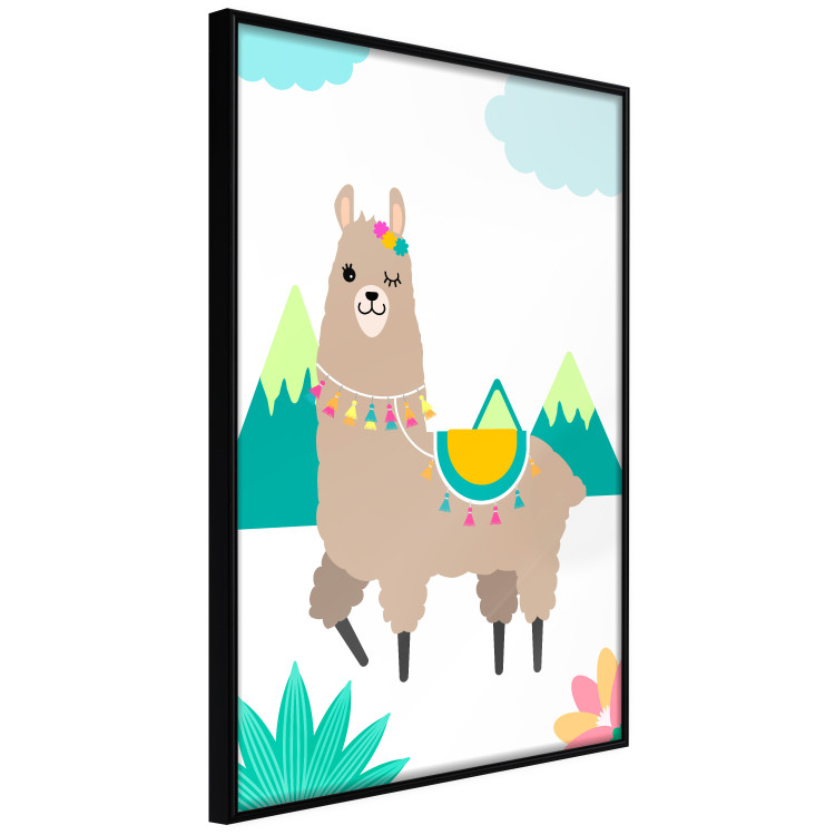 Wall Poster Unusual Llama - colorful funny animal against green mountains and clouds backdrop 123736 additionalImage 11