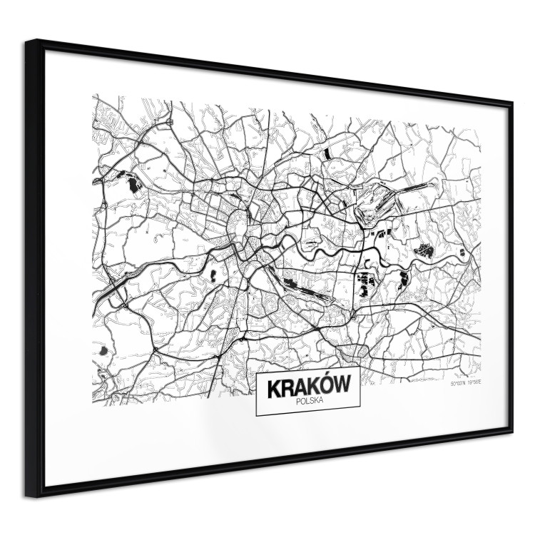 Poster City Map: Kraków - black and white map of Kraków with city name 123836 additionalImage 13