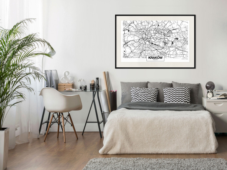 Poster City Map: Kraków - black and white map of Kraków with city name 123836 additionalImage 22