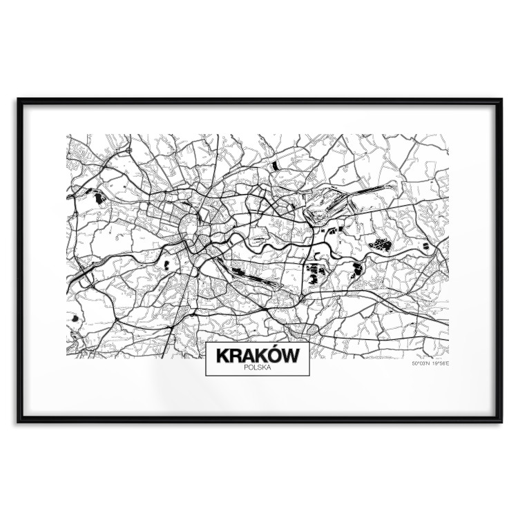 Poster City Map: Kraków - black and white map of Kraków with city name 123836 additionalImage 17