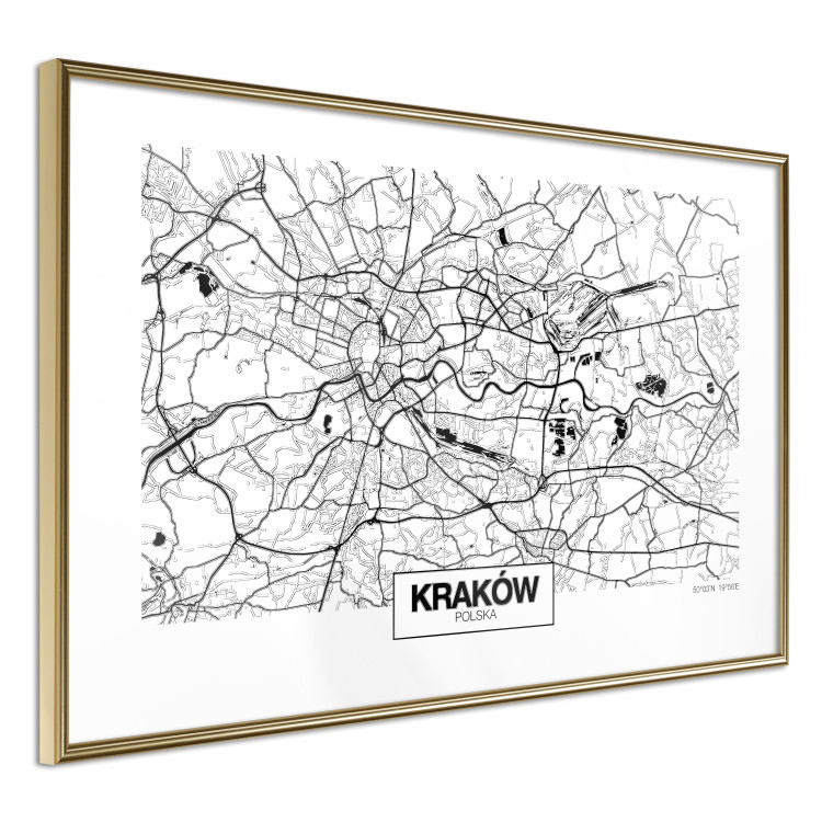 Poster City Map: Kraków - black and white map of Kraków with city name 123836 additionalImage 8