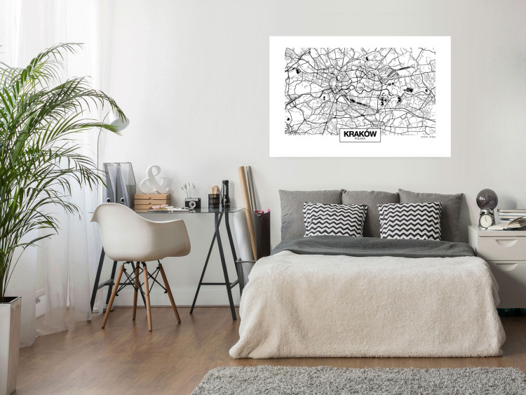 Poster City Map: Kraków - black and white map of Kraków with city name 123836 additionalImage 2