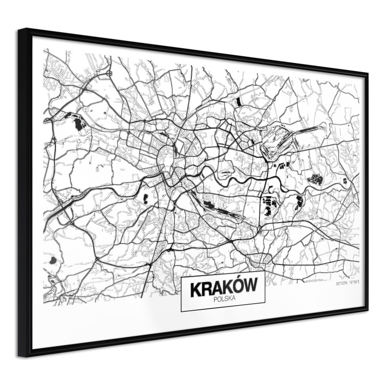 Poster City Map: Kraków - black and white map of Kraków with city name 123836 additionalImage 12