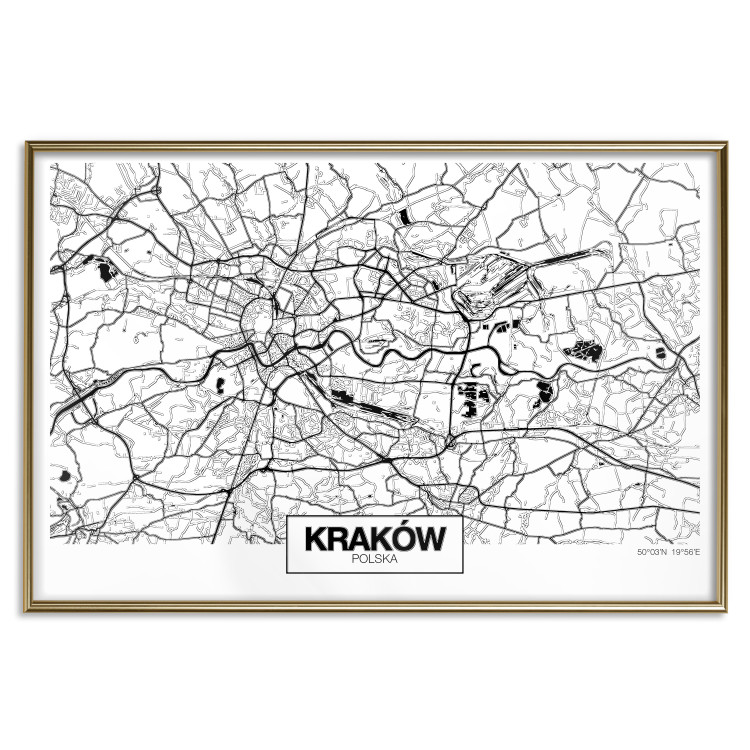 Poster City Map: Kraków - black and white map of Kraków with city name 123836 additionalImage 16
