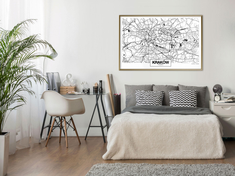 Poster City Map: Kraków - black and white map of Kraków with city name 123836 additionalImage 7