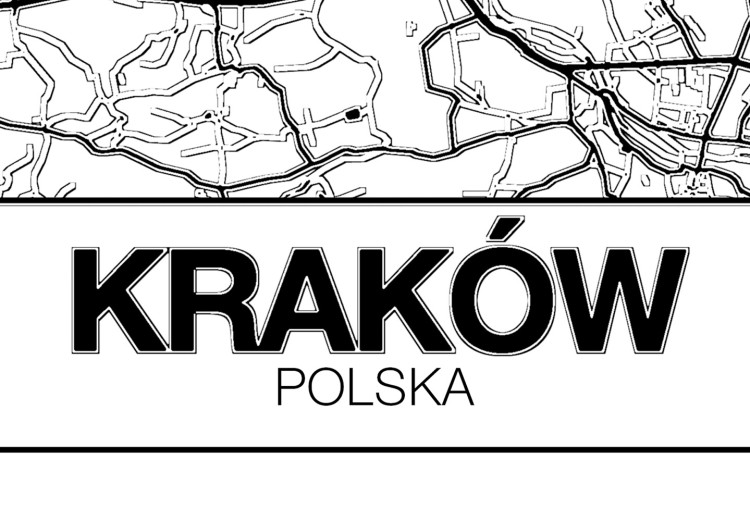Poster City Map: Kraków - black and white map of Kraków with city name 123836 additionalImage 10