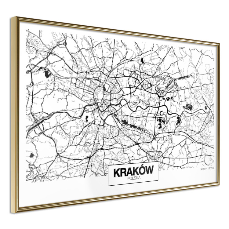 Poster City Map: Kraków - black and white map of Kraków with city name 123836 additionalImage 14
