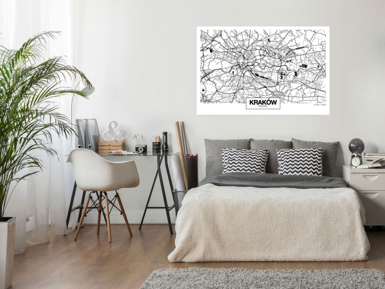Poster City Map: Kraków - black and white map of Kraków with city name 123836 additionalImage 23